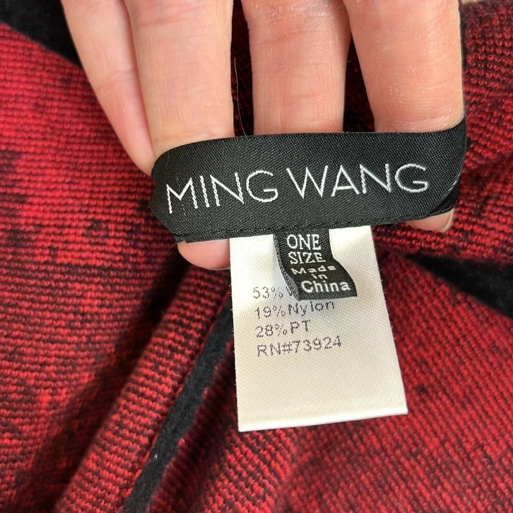 Ming Wang red black shawl wrap